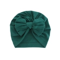 Soft knitted baby turban hat with a large bow detail in dark green finish - Dark Green