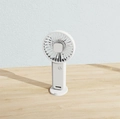 Portable white handheld mini USB fan with desktop stand in a minimalist modern style - F8 Basic Model / White