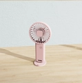 Portable pink handheld USB mini fan with a matching detachable desk stand base - F8 Basic Model / Pink