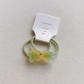 Star-shaped hair ties with green-yellow gradient matte texture on a white display card - Green Yellow Star Hair Tie