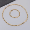 Set collana e bracciale in acciaio inossidabile dorato con maglie geometriche vuote - Bracciale 20CM / Oro