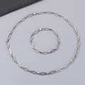 Set in acciaio inossidabile argento con collana e bracciale a maglie incrociate - Bracciale 20CM / Color Acciaio