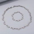Set di collana e bracciale in acciaio inossidabile con maglie a farfalla e rombi - Collana 19cm Peso circa 8g / Color Acciaio