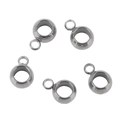 Detail of five silver stainless steel spacer beads with loops for DIY jewelry making - Parallel Single Hang / Outer Diameter 4mm-Hole 2.3mm / Steel