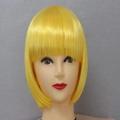 Vibrant yellow short bob wig with straight bangs made of smooth synthetic fiber - Yellow