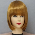Short golden brown bob wig with bangs for kids and students, high glossy finish - Dark Gold