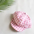 Cappello neonato in cotone a scacchi rosa con tesa morbida e tessuto traspirante - Rosa
