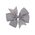 Cute grey grosgrain ribbon bow hair clip for babies and girls on white background - Light Gray