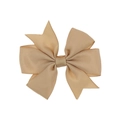 Champagne colored double-layered grosgrain ribbon bow hair clip for infants - Khaki