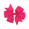 Chic rose red grosgrain ribbon bow hair clip for babies and children's hair styling - Hot Pink