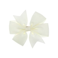 Creamy ivory grosgrain ribbon bow headband for infants featuring a ribbed texture - Beige