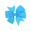 Bright blue ribbon bow hair clip for babies made of durable ribbed fabric material - Lake Blue
