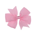 Pink grosgrain ribbon bow hair clip for girls with a textured ribbed finish - Pink