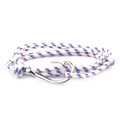 Nautical bracelet with tricolor red blue white braided rope and silver fish hook clasp - White Blue Red / Silver Hook