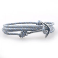 Handmade woven anchor bracelet in grey and blue nylon rope with silver viking clasp - Grey Blue Woven
