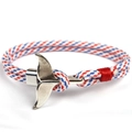 Handmade whale tail nautical bracelet with red white and blue paracord cord - Whale Tail - Red White Blue Mix