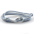 Handmade nautical anchor fish hook bracelet with gray-blue braided rope for couples - Grey Blue