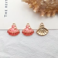 Pendentif coquillage en émail rose avec étoile dorée et texte Summer pour bijoux DIY - Coquillage Rose