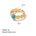 Bague Ronde Texturée Turquoise Qyf49 Or