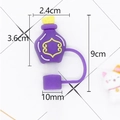 Purple bottle-shaped silicone straw cover for 10mm straws with detailed dimensions - Purple Magic Jar / Bagged without Straw