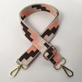 Tracolla jacquard colorata da 3,8cm con ganci in metallo dorato per borse da donna - Chiusura in Argento / Cachi