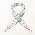 Adjustable green and white geometric woven shoulder strap with gold hooks for handbags - Light Green