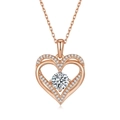 Collier pendentif double cœur en or rose avec moissanite et chaîne en argent S925 - Argent 925 / Plaqué Or Rose K (Pendentif Avec Chaîne)