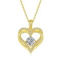 Collier double cœur en argent S925 plaqué or avec moissanite 1,2ct et pavé de zircons - Argent 925 / Plaqué Or Jaune K (Pendentif Avec Chaîne)