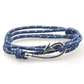 Handmade nautical navy anchor fish hook bracelet with blue woven rope for couples - Dark Blue