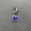 Silver and bright blue heart-shaped pavé charm pendant with cubic zirconia inlay - Blue Zirconia Heart (1)