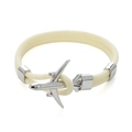 Dettaglio del bracciale in corda beige con chiusura a forma di aereo in metallo argento - Corda Bianco Sporco Fibbia Argento