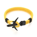 Dettaglio del bracciale giallo in corda con chiusura ad ancora a forma di aereo nero - Corda Gialla Fibbia Nera