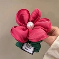 Bright Red Pearl Hair Tie