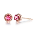 Orecchini a spirale in oro rosa con tormalina rosa a taglio tondo e incisione 0,4 carati - Stud orecchini