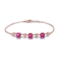 Elegante bracciale in oro rosa con gemme rosa ovali e diamanti a forma di pera - Bracciale