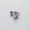 Titanium steel heart-shaped ear stud with purple zircon and silver beaded metal frame - Purple Heart Frame Style (A27-3#)