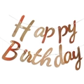 Rose gold glitter Happy Birthday banner with metallic reflective cardstock for party decor - New Style Rose Gold Joined Letters