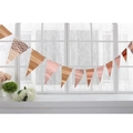 Detail of rose gold mirrored triangle bunting banners with chevron patterns for parties - 12Pcs Rose Gold Wavy Triangle Bunting
