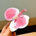Dettaglio di un fermaglio per capelli a forma di orchidea rosa con perla e bordi bianchi - 2# Rosa Sfumato
