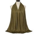 Olive green mercerized cotton scarf with elegant drape on a female mannequin - Army Green