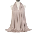 Elastic mercerized cotton headscarf in light camel color with premium drape - Light Khaki