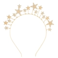 Detailopname van gouden dunne haarband met fonkelende sterren van strass op witte achtergrond - Goud