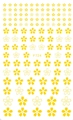 Details von gelben Kirschblüten-Nagelstickern mit Blumenmustern auf weißem Hintergrund - F724 / Gold