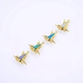 Elegant gold hummingbird pendant with colorful opal inlay in purple, blue, and green - Gold Mixed Color Opal