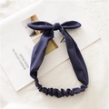Diadema elástica azul marino con orejas de conejo y nudo para peinados de mujer - Azul marino