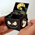 Hand-cranked wooden music box featuring Nightmare Before Christmas laser engravings - Halloween D