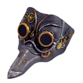 Maschera da medico della peste steampunk grigio scuro con ingranaggi dorati - Taglia unica / Grigio