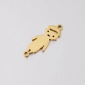 Polished golden boy-shaped stainless steel pendant with double holes for DIY jewelry - Boys / Gold