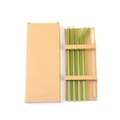 Reusable green glass straws set with 4 pieces, cleaning brush and eco-friendly paper box - 0.8x20CM Set (Green)