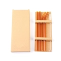 Amber heat-resistant glass straw set with 2 straight, 2 curved tubes and brush in kraft box - 0.8x20CM Set (Amber)